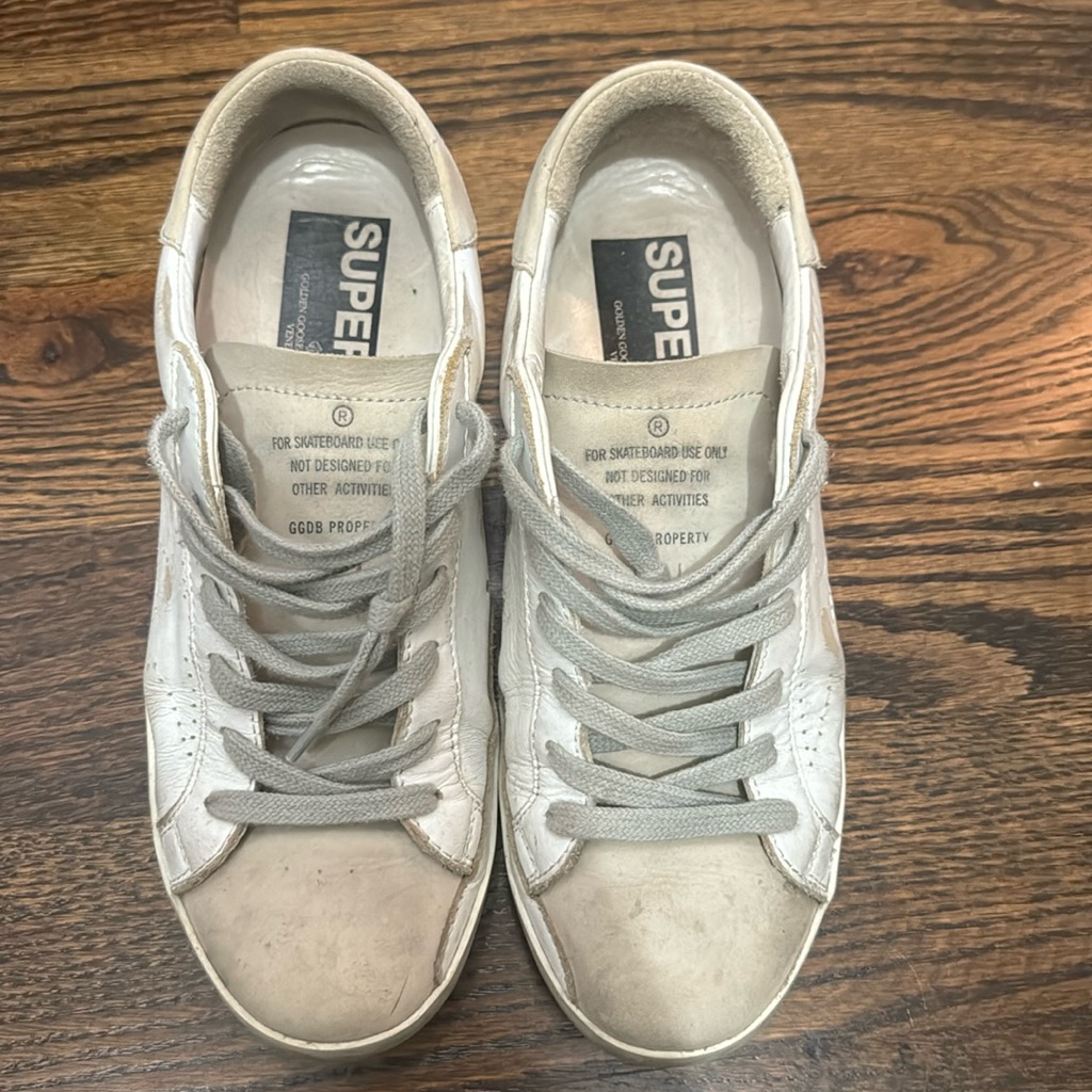 Golden Goose White And Gray Low-Top Sneakers